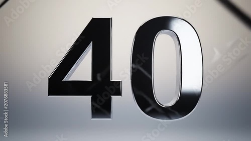 Reflective chrome number 40 on light background.