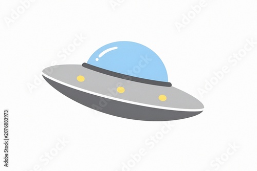 Simple Flying UFO Spaceship Vector Illustration Isolated on White Background