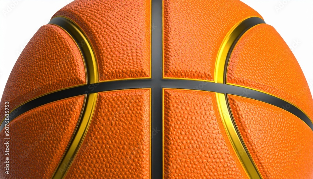 Obraz premium Close-up of a textured orange basketball with black seams