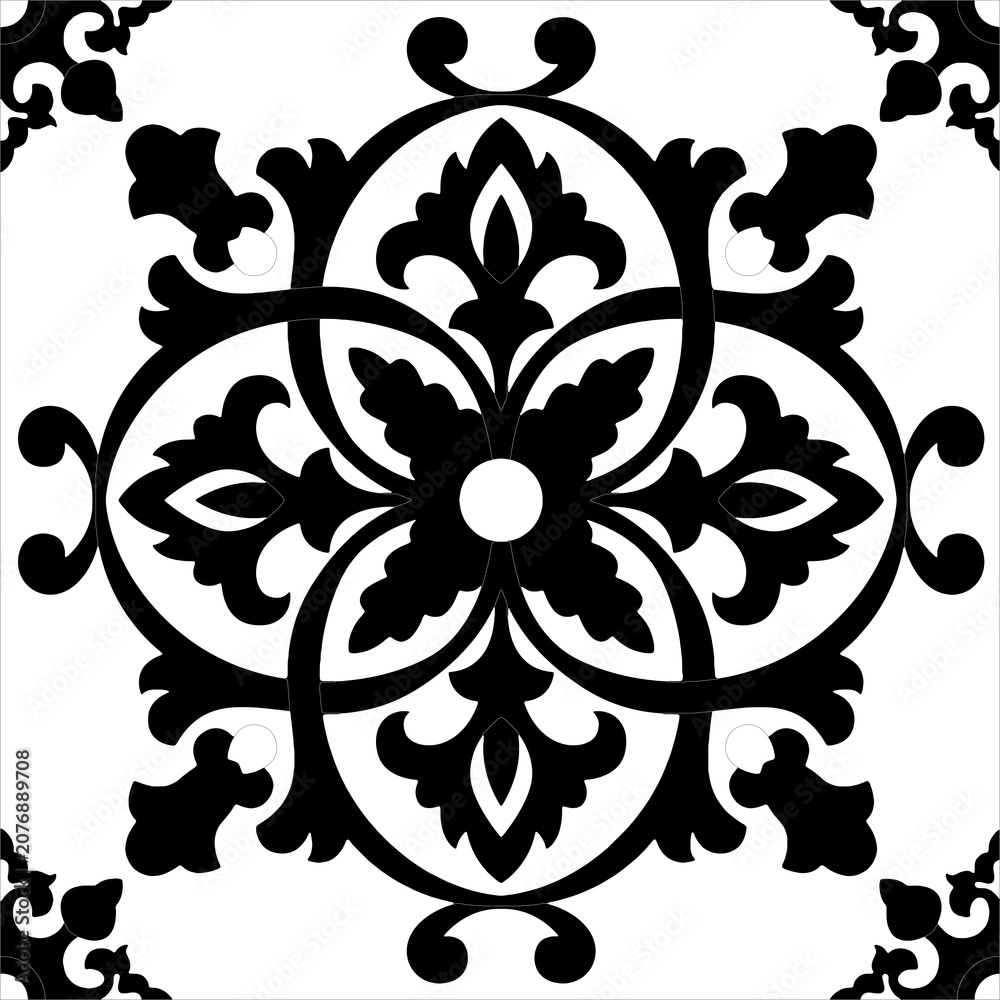 Fototapeta premium set of decorative elements floral and geometric ornament design