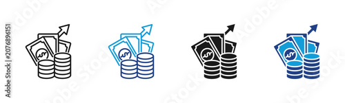 Profit Web icon with multiple style collection