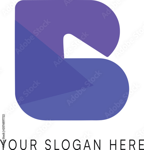 Modern minimalist letter B logo design featuring abstract shapes and vibrant purple and blue colors for branding