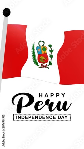 Waving peru national flag graphic suitable for patriotic celebrations, peru independence day, cultural events, educational materials, and historical displays.
