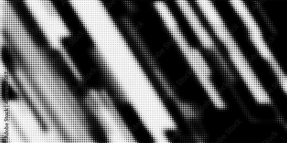 Fototapeta premium Abstract black hexagon halftone blob shape with organic fluid effect on white background.