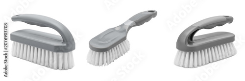 Set and Collection of utility cleaning brush isolated on white transparent png background