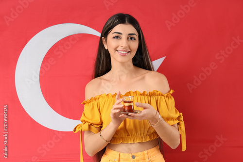 Young woman with Turkish te...