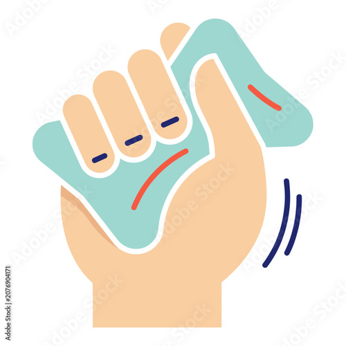 Flat vector illustration of a hand with bandage