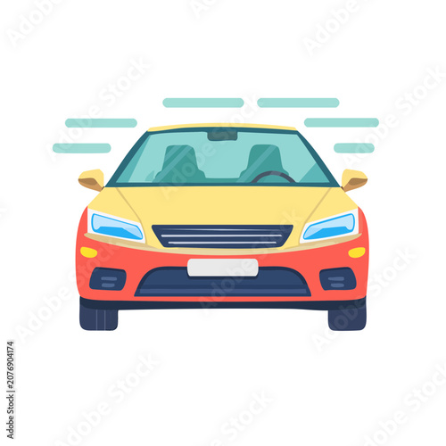 Flat vector illustration of a car front view