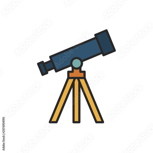 Flat vector illustration of a telescope on a tripod