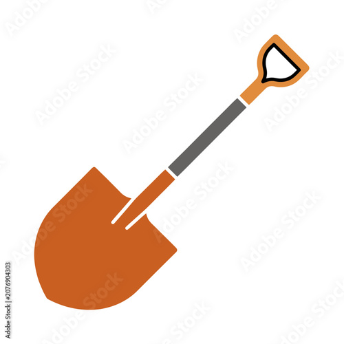 Orange flat design shovel icon