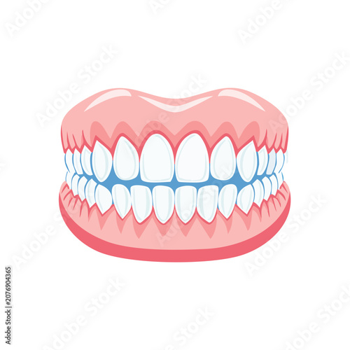 Teeth with braces flat vector illustration