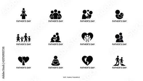 Canvastavla Minimalist black and white father's day icon set