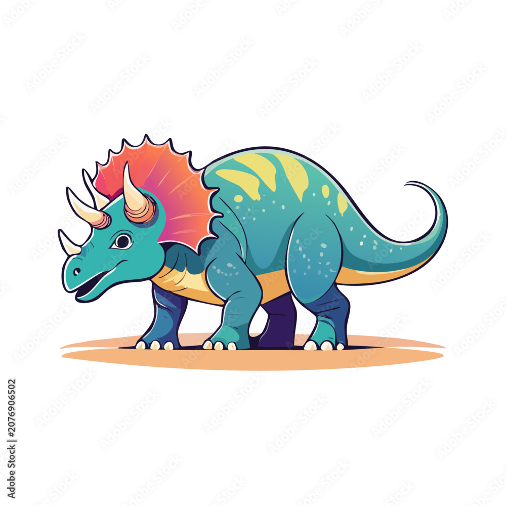 Fototapeta premium Cartoon Triceratops Dinosaur Vector Illustration
