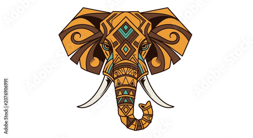 Tribal Elephant Head Illustration