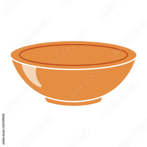 Orange ceramic bowl vector illustration