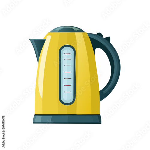 Yellow electric kettle flat vector illustration