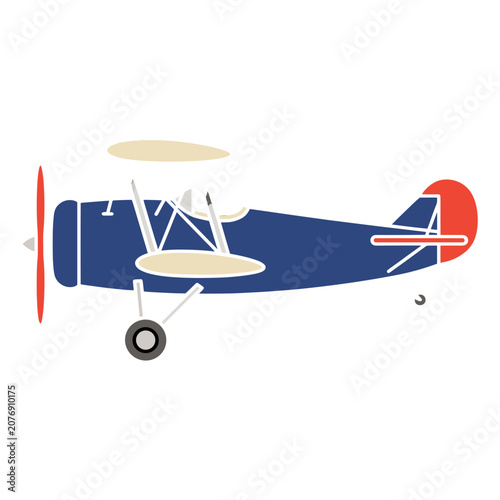 Vintage Biplane Flat Vector Illustration