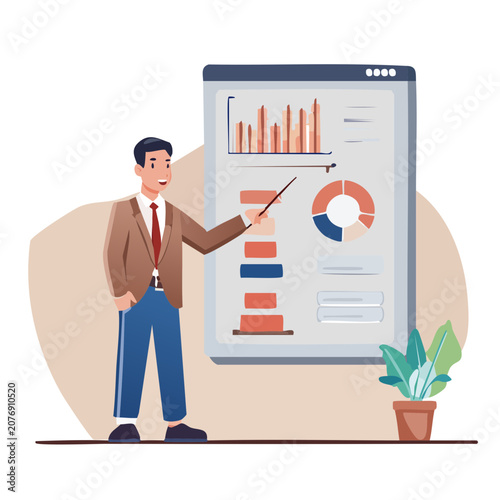 Businessman presenting data on digital screen
