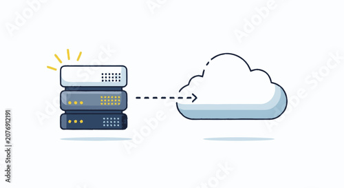 Hand-drawn flat graphic illustration of three stacked server racks wit