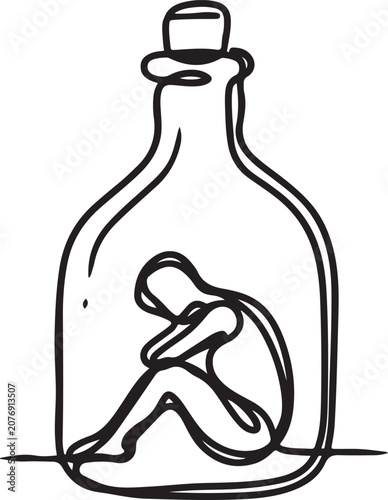 Fotografía A person trapped in a bottle