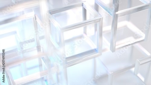 Abstract geometric structures in a bright minimalist composition with copy space