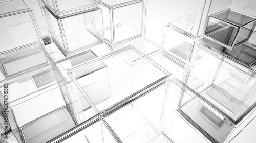 Abstract transparent cubes modern architecture and design elements