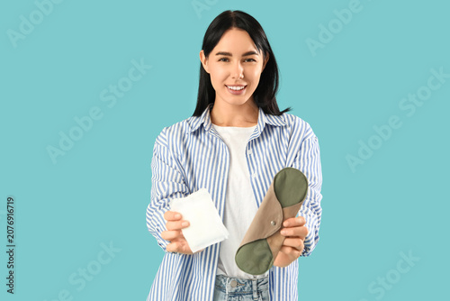Young woman with menstrual ...