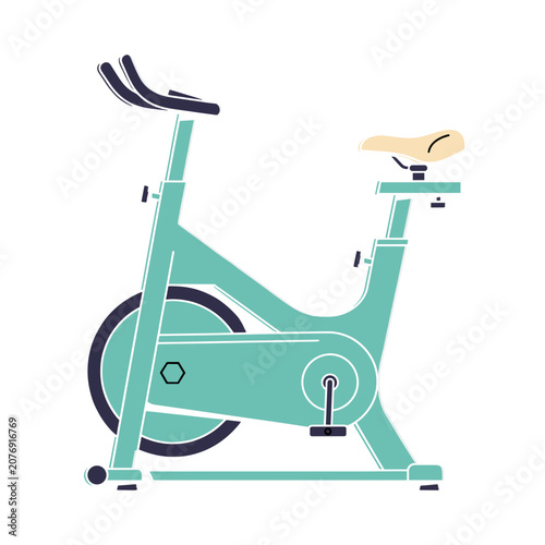 Flat vector illustration of a stationary exercise bike