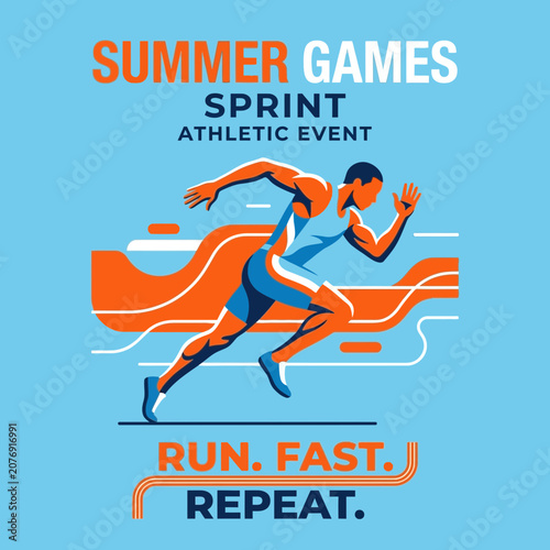 Dynamic Summer Games Sprint Athletic Event Illustration