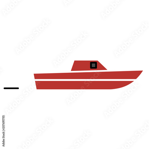 Red speedboat vector illustration side view
