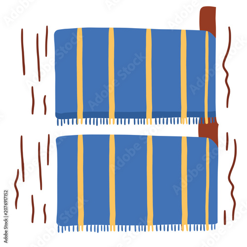 Stacked Blue and Yellow Bath Towels Vector Illustration