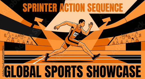 Dynamic Sprinter In Action At Global Sports Showcase Stadium Lights