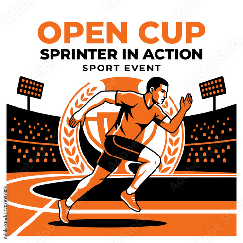 Dynamic Sprinter In High-Speed Competition Captured On Track Arena
