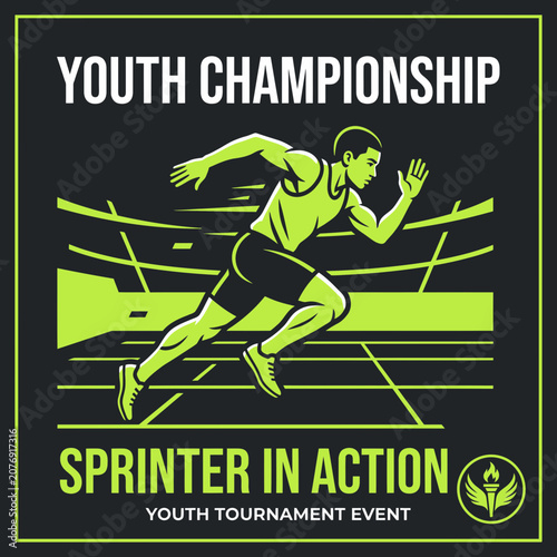 Dynamic Sprinter In Action Youth Championship Event Illustration