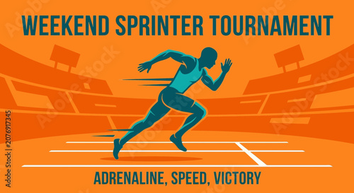 Dynamic Sprinter Race Competition Concept Art With Stadium Background