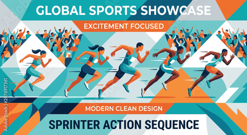 Dynamic Sprinter Race Action Sequence Illustration Excitement Focused Global Showcase Modern Clean