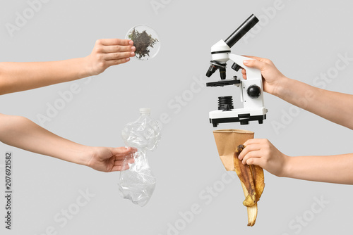 Female hands with modern mi...