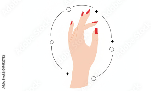 Minimal Female Hand with Red Nails Vector Illustration for Beauty Branding
