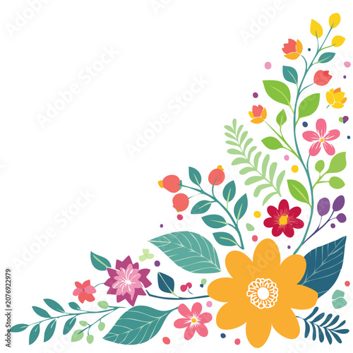 Colorful floral corner vector illustration