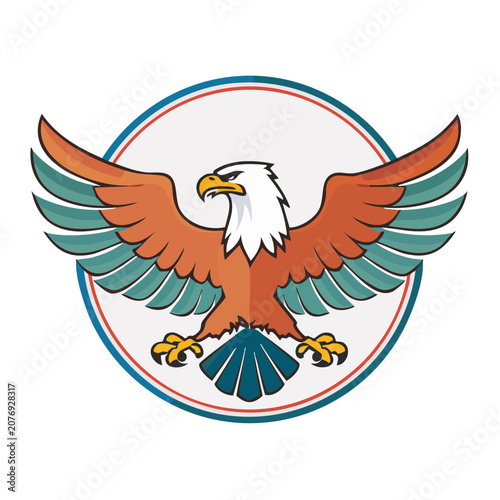 Bald Eagle Emblem in Flat Vector Style