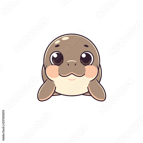 Cute cartoon manatee vector illustration