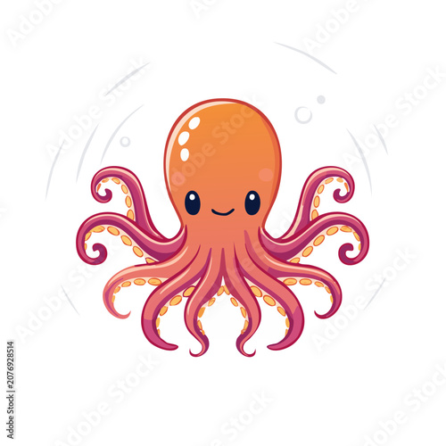 Cute cartoon octopus vector illustration