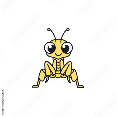 Cute cartoon praying mantis vector illustration