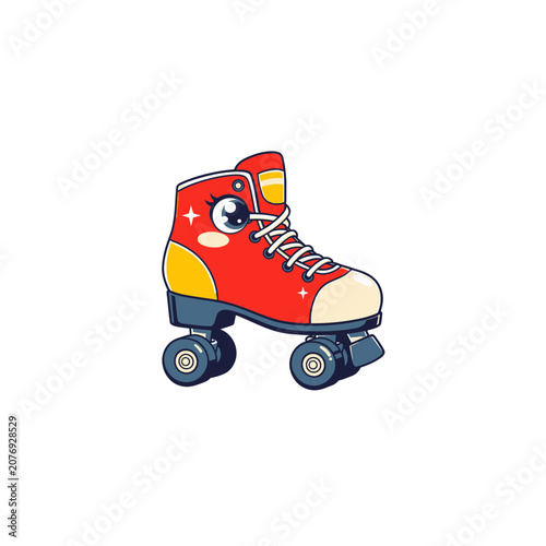 Cute cartoon roller skate with eye illustration