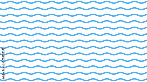 Seamless pattern of horizontal blue wavy lines on a white background, repeating sine wave for textile and print