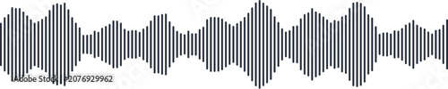 Dark gray vertical bar sound wave visualization, digital audio frequency pattern on a plain white background, for media and, technology concepts