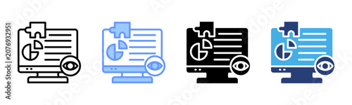Monitoring icon set multiple style collection