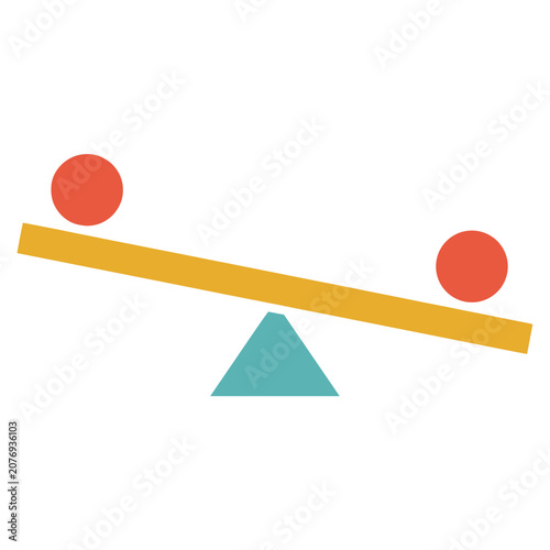 Flat design balance scale with weights and fulcrum
