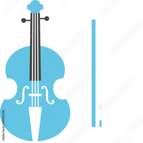 Flat design cello and bow vector illustration