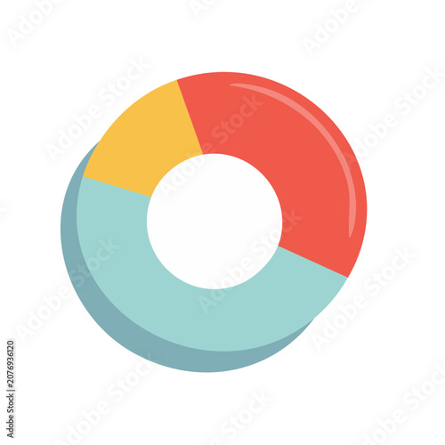 Flat design donut chart icon with transparent background